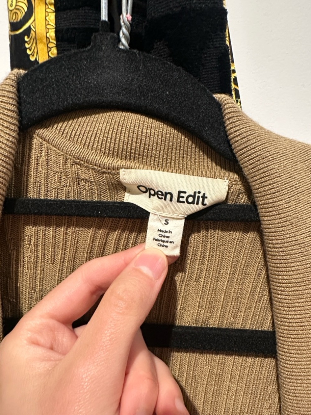 Open Edit Ribbed Long Button-Front Dress in Camel - Picture 3 of 4